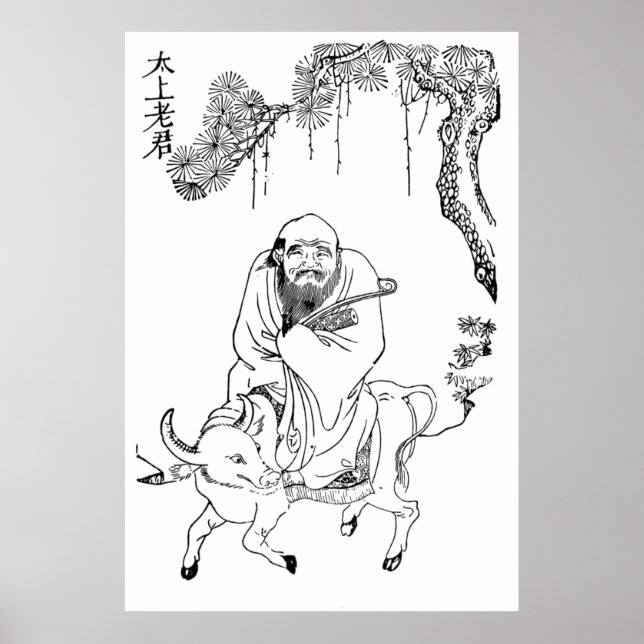 Lao Tzu Ming-Dynastie chinesische Malerei Poster (Vorne)