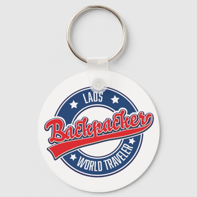 Laos Backpacker World Traveller Logo Schlüsselanhänger (Vorderseite)