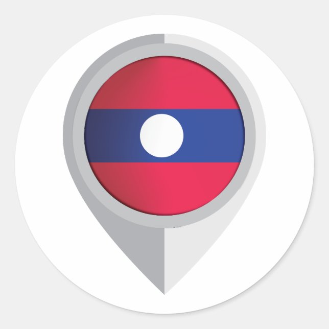 Laos Button Location Flag Runder Aufkleber (Vorderseite)