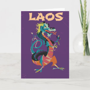 Laos-Drache im Vintage-Stil Reiseplakat Feiertagskarte