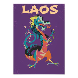 Laos-Drache im Vintage-Stil Reiseplakat Fotodruck