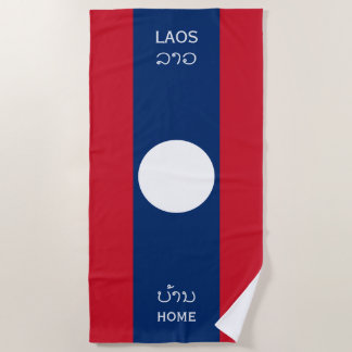 Laos Flag and Text, Home Strandtuch