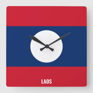 Laos Flag Dazzling Patriotic Quadratische Wanduhr