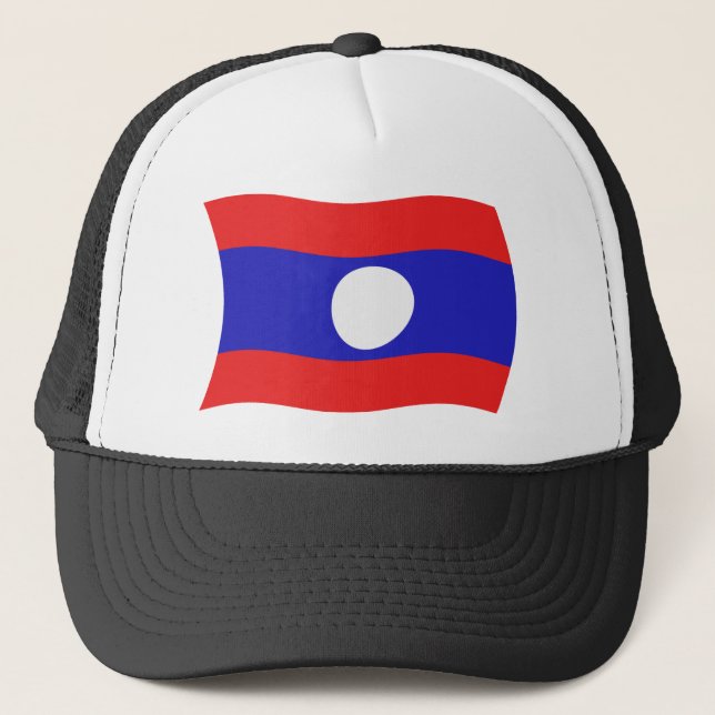 Laos Flag Hat Truckerkappe (Vorderseite)