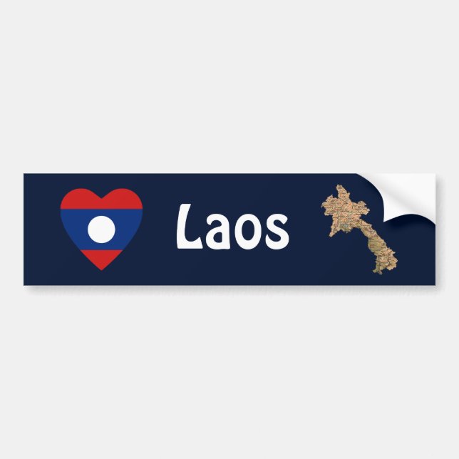 Laos Flag Herz + Karte Autoaufkleber (Vorne)