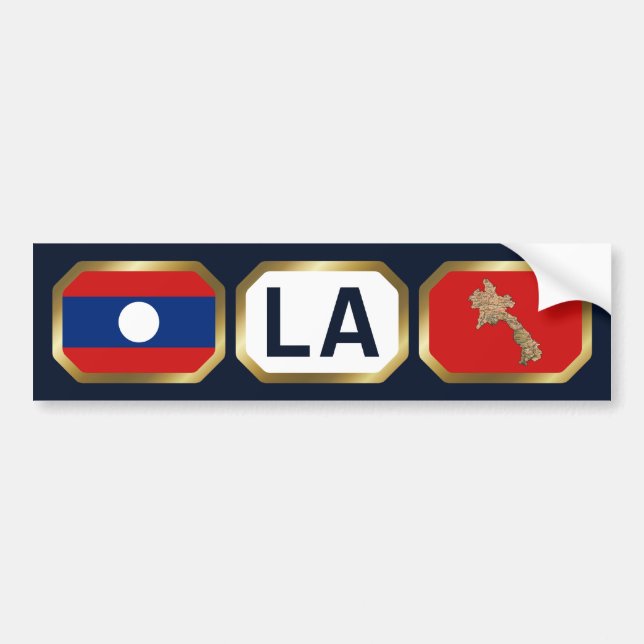 Laos Flag Map Code Autoaufkleber (Vorne)