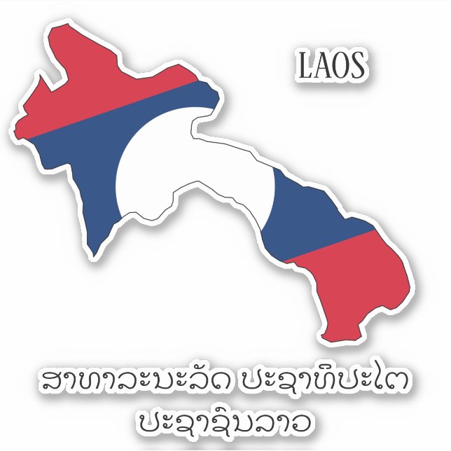 Laos Flag Map Patriotic Aufkleber (Vorderseite)