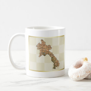 Laos Flag + Map-Tasse Kaffeetasse