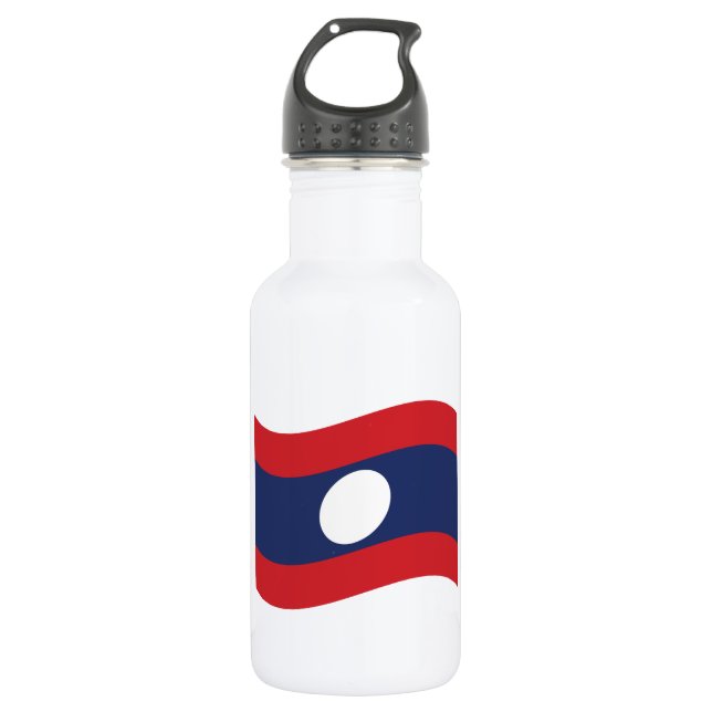 Laos Flag Wave Edelstahlflasche (Vorderseite)