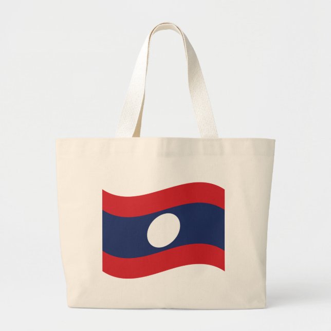 Laos Flag Wave Jumbo Stoffbeutel (Vorne)