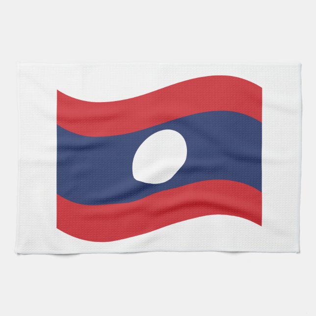 Laos Flag Wave Küchentuch (Horizontal)
