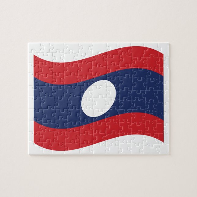 Laos Flag Wave Puzzle (Horizontal)