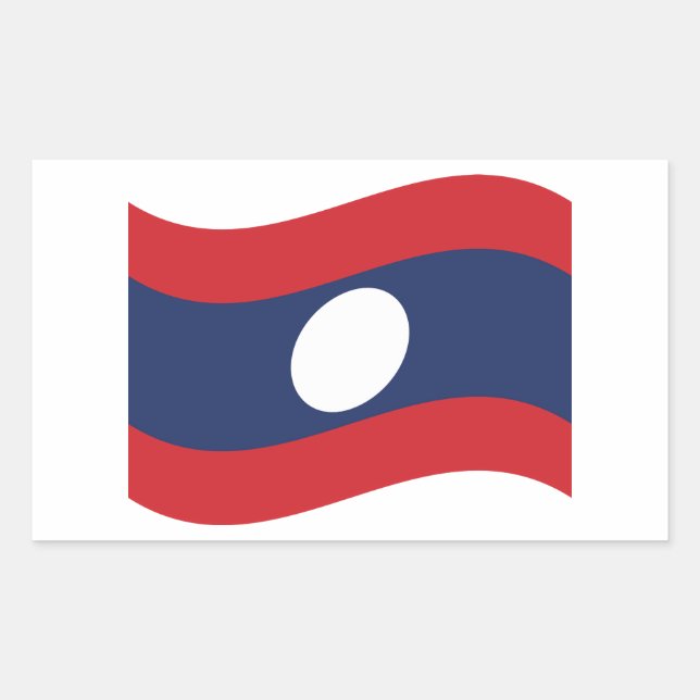Laos Flag Wave Rechteckiger Aufkleber (Vorderseite)