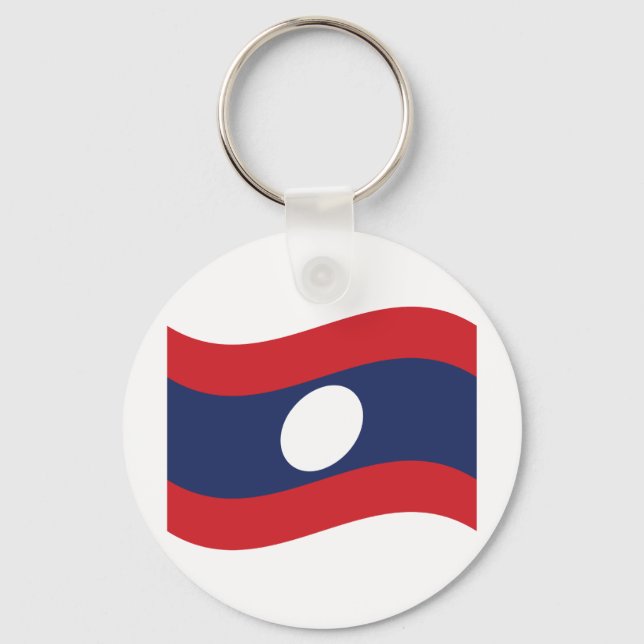 Laos Flag Wave Schlüsselanhänger (Vorderseite)