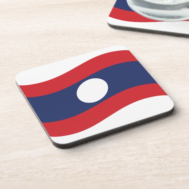 Laos Flag Wave Untersetzer (Linke Seite)