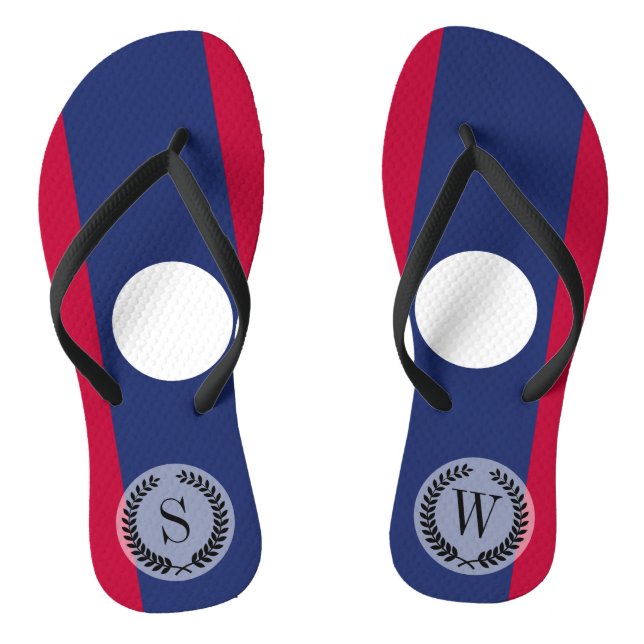 Laos-Flagge Flip Flops (Fußbett)