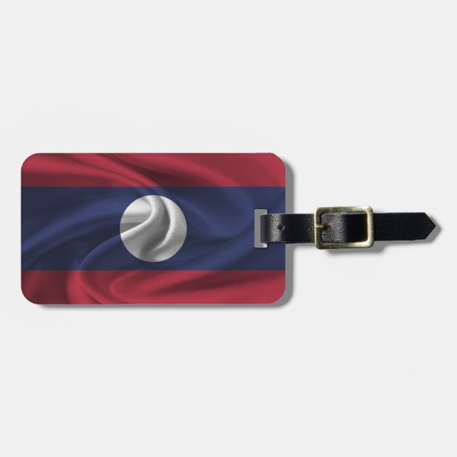 Laos-Flagge Gepäckanhänger (Vorderseite horizontal)