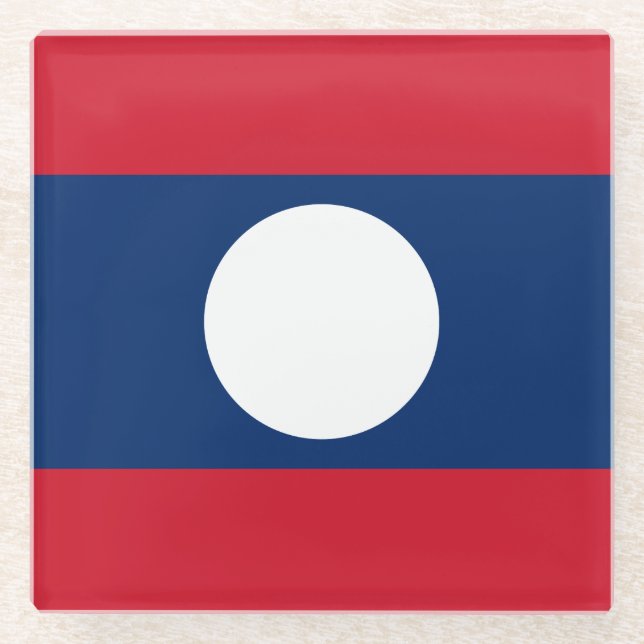 Laos-Flagge Glasuntersetzer (Vorderseite)