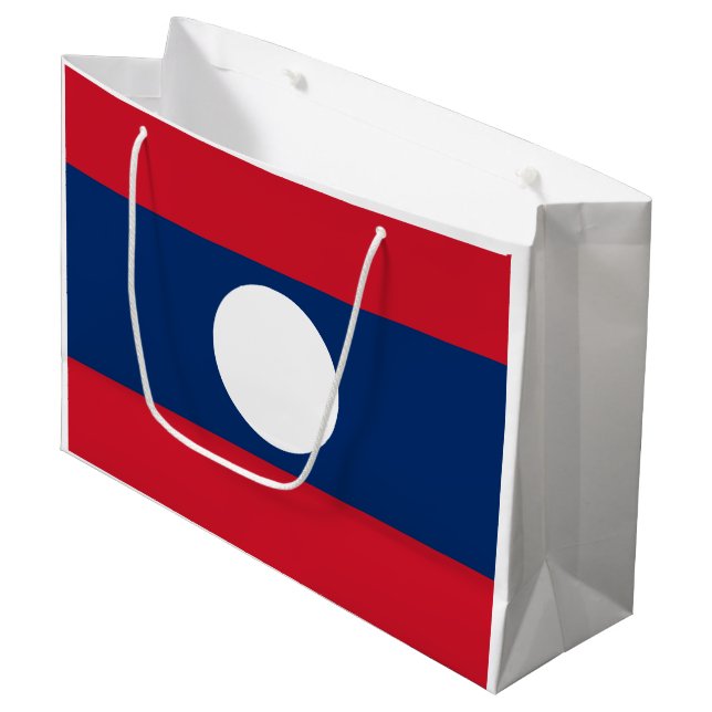 Laos-Flagge Große Geschenktüte (Vorderseite Schrägansicht)