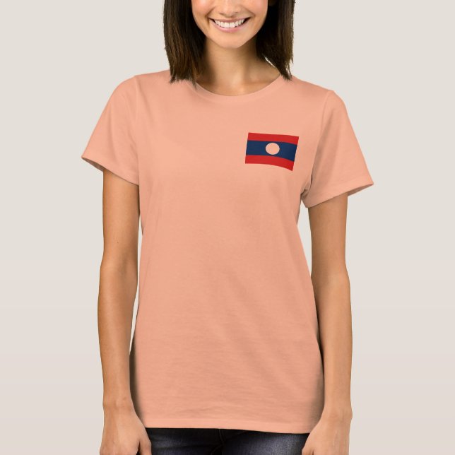 Laos-Flagge + Kartenzeichen-T - Shirt (Vorderseite)