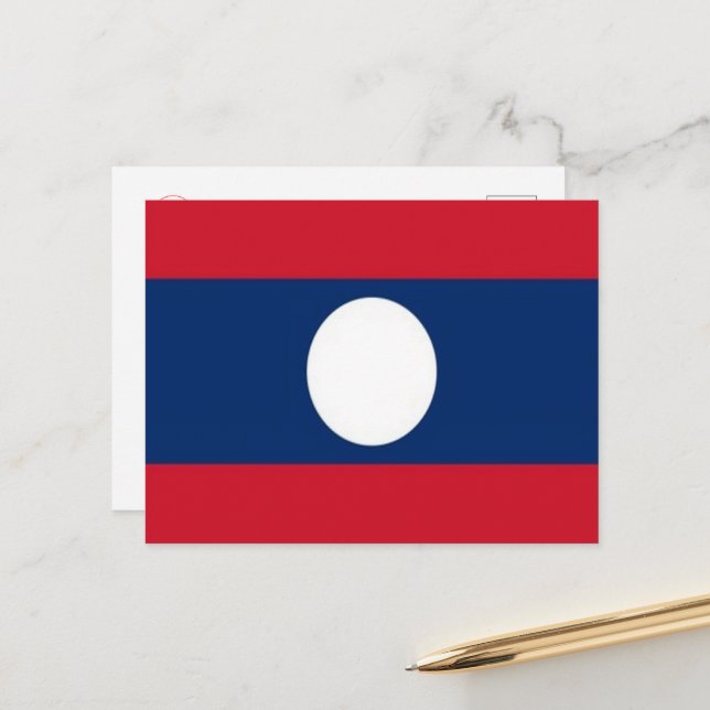 Laos - Flagge - Postkarte (Vorderseite/Rückseite Beispiel)