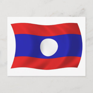 Laos-Flagge Postkarte