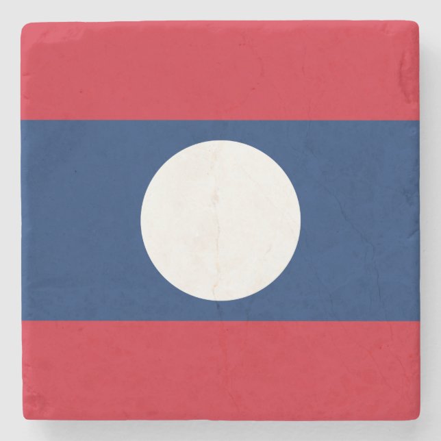Laos-Flagge Steinuntersetzer (Vorderseite)