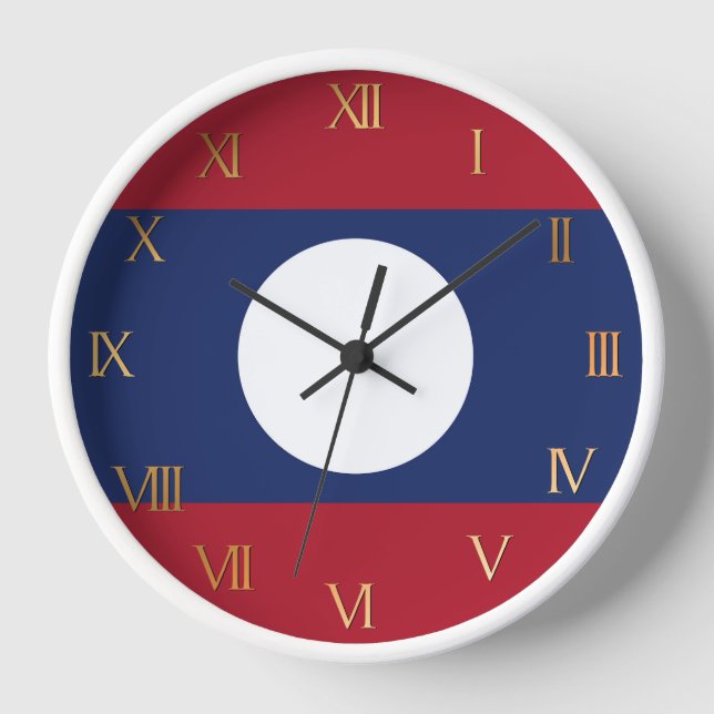 Laos-Flagge Uhr (Vorderseite)