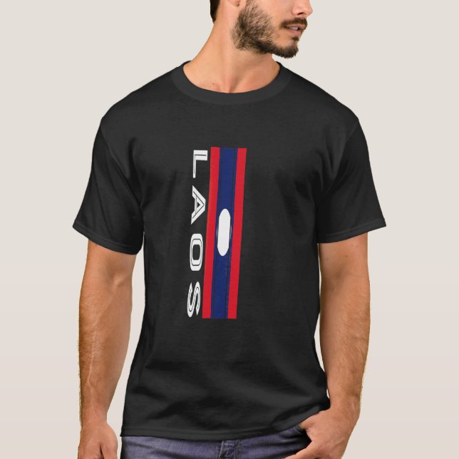 Laos Flaggenfarben T-Shirt (Vorderseite)
