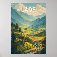 Laos Illustration Reise Kunst Vintage