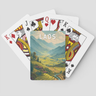 Laos Illustration Reise Kunst Vintage Spielkarten