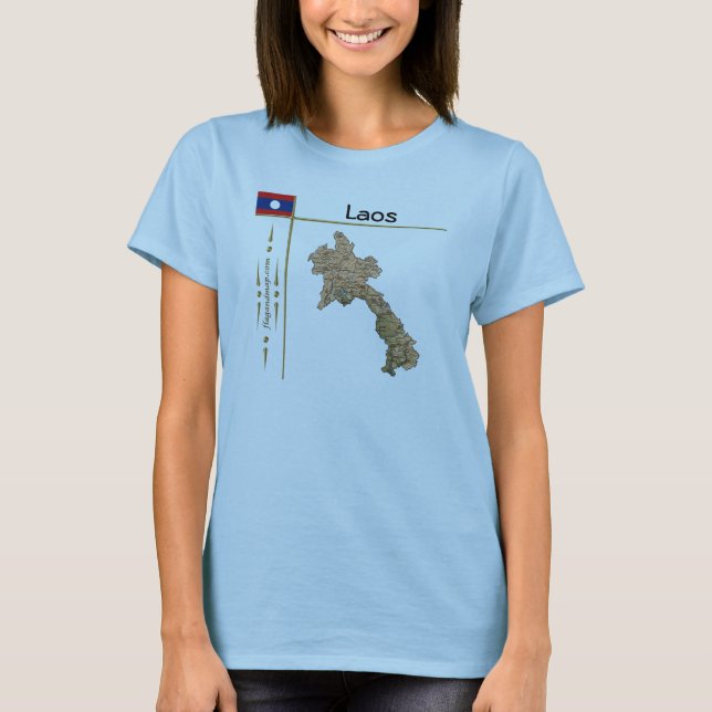 Laos Karte + Flag + T - Shirt (Vorderseite)