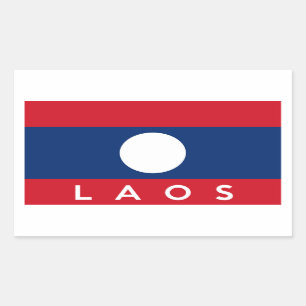 Laos-Landesflaggesymbol-Namentext Rechteckiger Aufkleber
