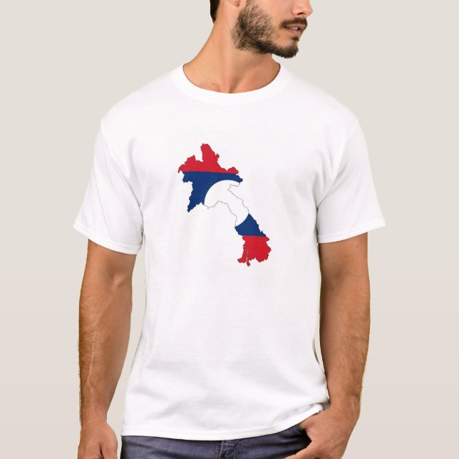 Laos-Landflaggen-Kartenform-Silhouettesymbol T-Shirt (Vorderseite)