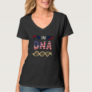 Laos Lao Laotian Flag Day Proud America Finger DNA T-Shirt