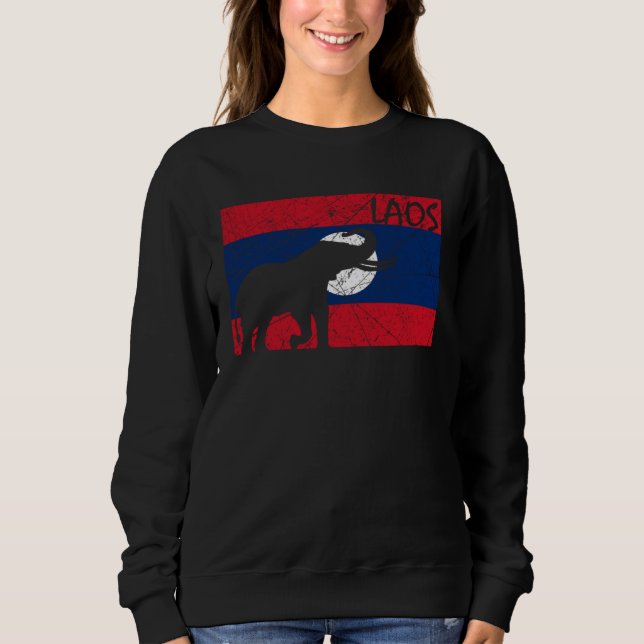 Laos Lao Laotian Proud Wild Elephants Former Natio Sweatshirt (Vorderseite)