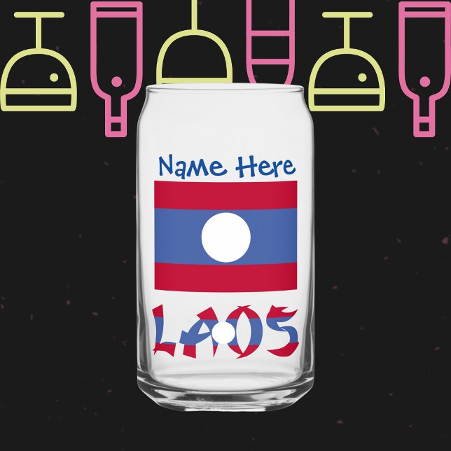 Laos Laotian Flag Blue Personalization Dosenglas (Von Creator hochgeladen)