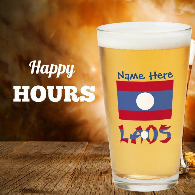 Laos Laotian Flag Blue Personalization Drinks Glas (Von Creator hochgeladen)