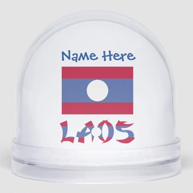 Laos Laotian Flag Blue Personalization Schneekugeln (Vorderseite)
