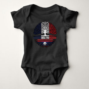 Laos Laotian France Tree Roots Flag Baby Strampler