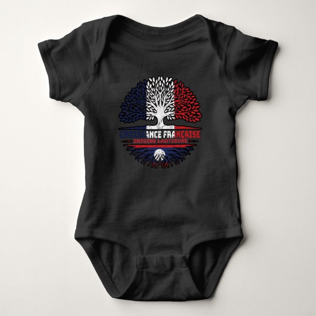 Laos Laotian France Tree Roots Flag Baby Strampler (Vorderseite)