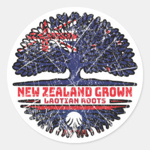 Laos Laotian New Zealander New Zealand Tree Roots Runder Aufkleber