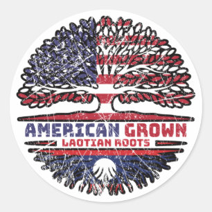 Laos Laotian US USA United Staaten Tree Runder Aufkleber