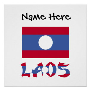 Laos Laotische Flagge Blau Personalisierung Poster