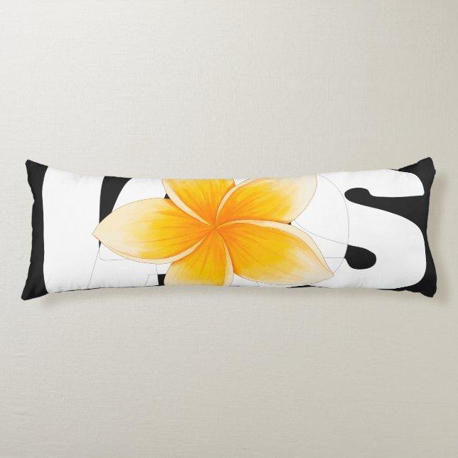 Laos Love Frangipani Flower Black and White Seitenschläferkissen (Vorderseite)