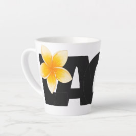 Laos Love Frangipani Flower White and Black Milchtasse