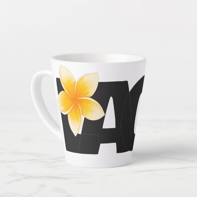 Laos Love Frangipani Flower White and Black Milchtasse (Linke Ecke)