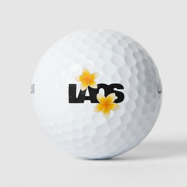 Laos Love Frangipani Flower Yellow and Black Golfball (Vorderseite)