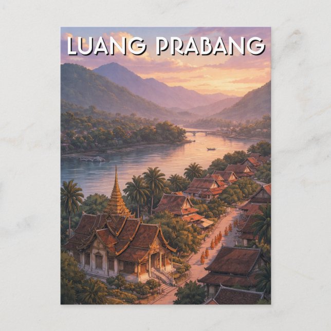 Laos Luang Prabang Reise Postkarte (Vorderseite)