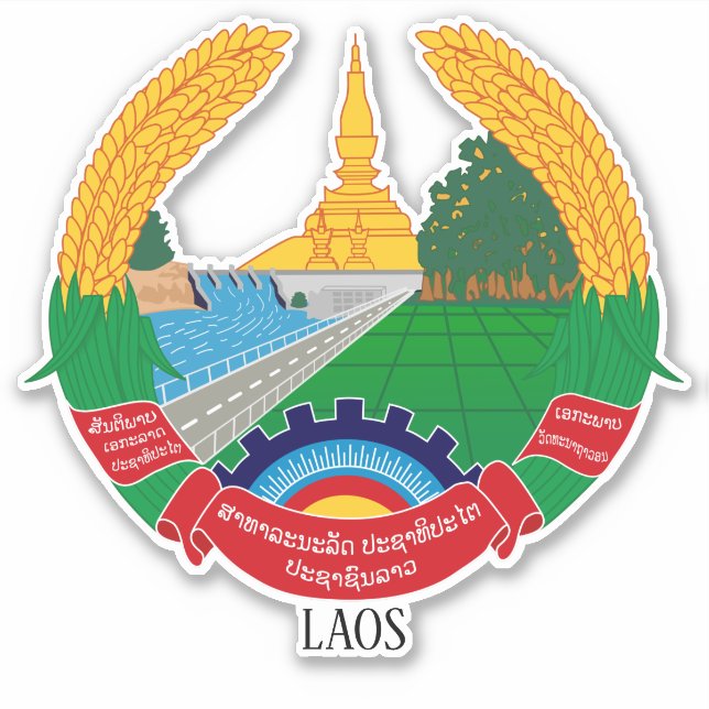 Laos National Emblem Patriotic Aufkleber (Vorderseite)